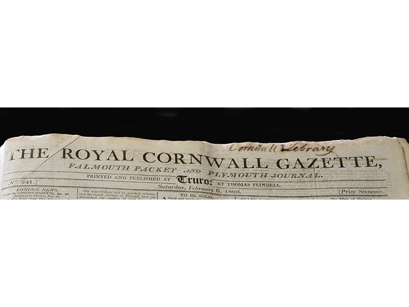 Royal Cornwall Gazette February 6th 1808