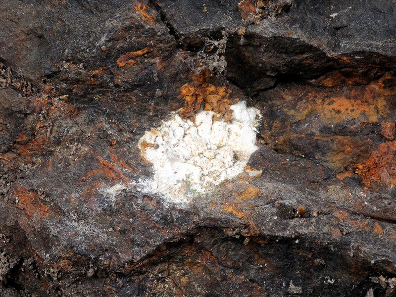 Chalk patch on base of meteorite